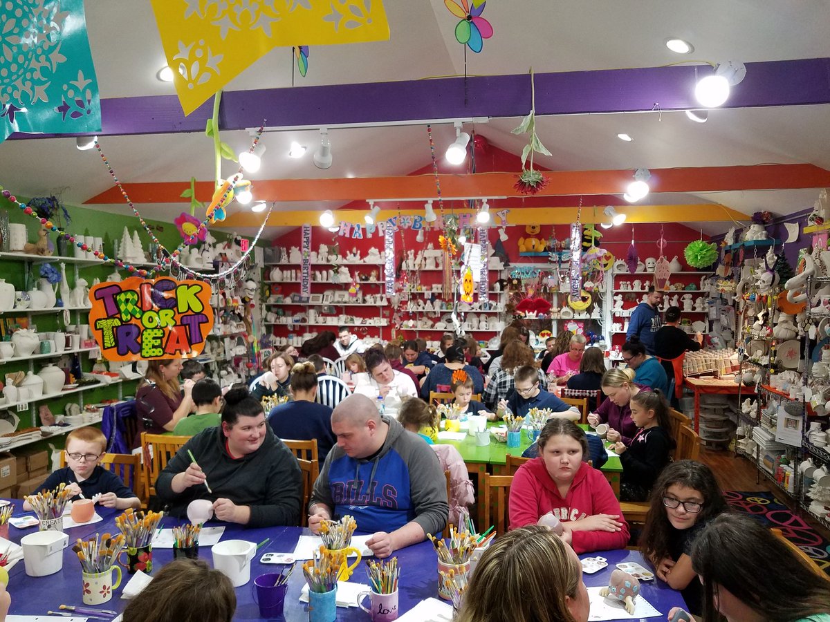 VCAssociation's tweet image. Thanks to Clay Hands Pottery in Clarence for a fun night with our Striving For Excellence families! Everyone had a great time painting reindeer mugs!!