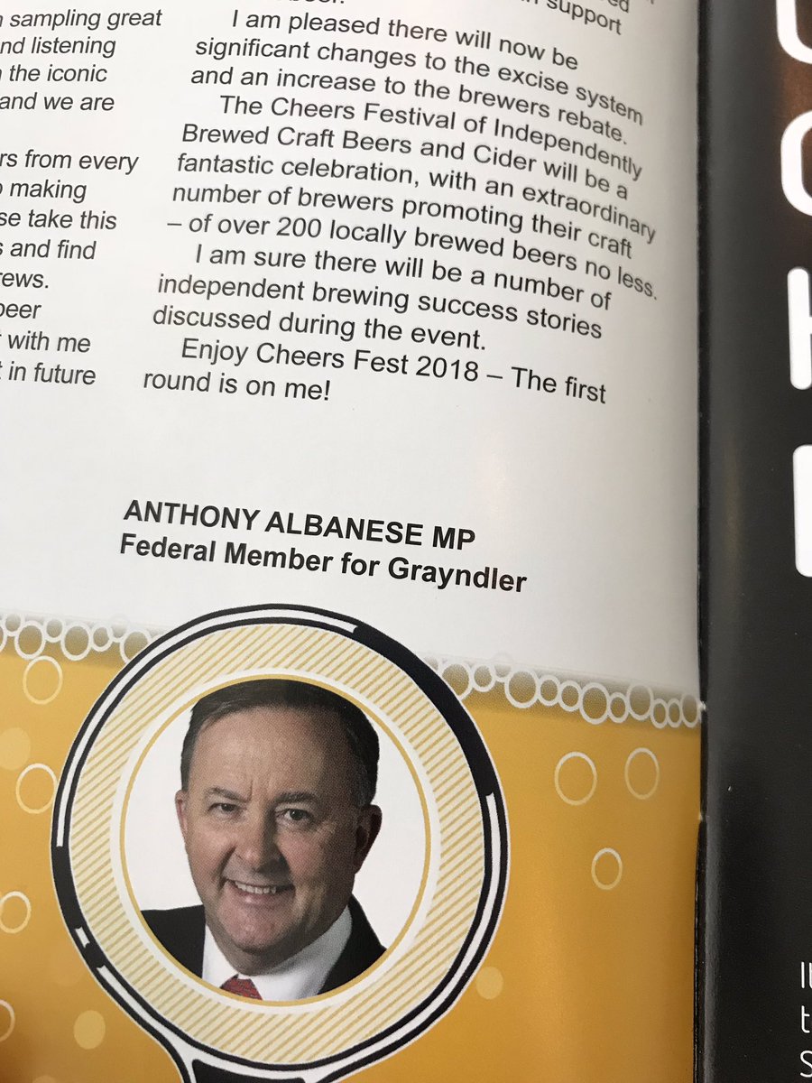 BlueDoors's tweet photo. Hey @AlboMP I’m at @cheersfest and looking for our first round on you. Where are you? https://t.co/l7WTl7eAkA
