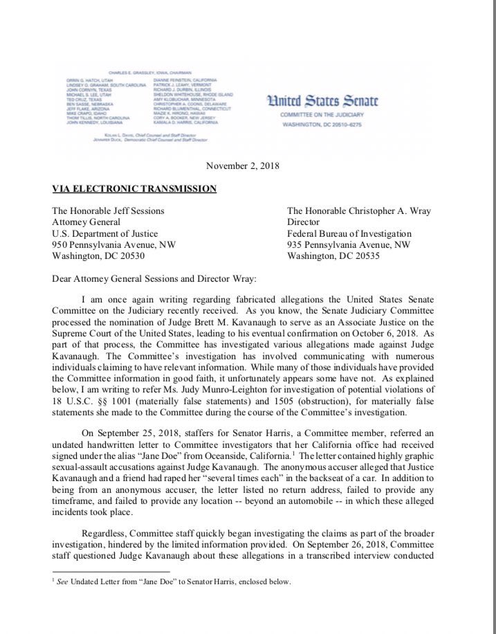 bennyjohnson's tweet photo. BREAKING:

A woman told Senate Dems Kavanaugh raped her

Now, she admits it was all a lie

She never even met Kavanaugh

She made up the allegations as “a ploy — for attention”

She is being referred to the DOJ for criminal charges

Member when Dems wondered why Kav was so angry? https://t.co/zxSlTLHx6j