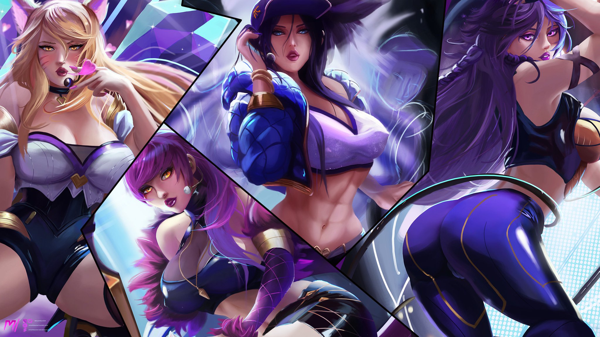 “Also did a nice wallpaper version of all the K/DA girls I did fan art for,...