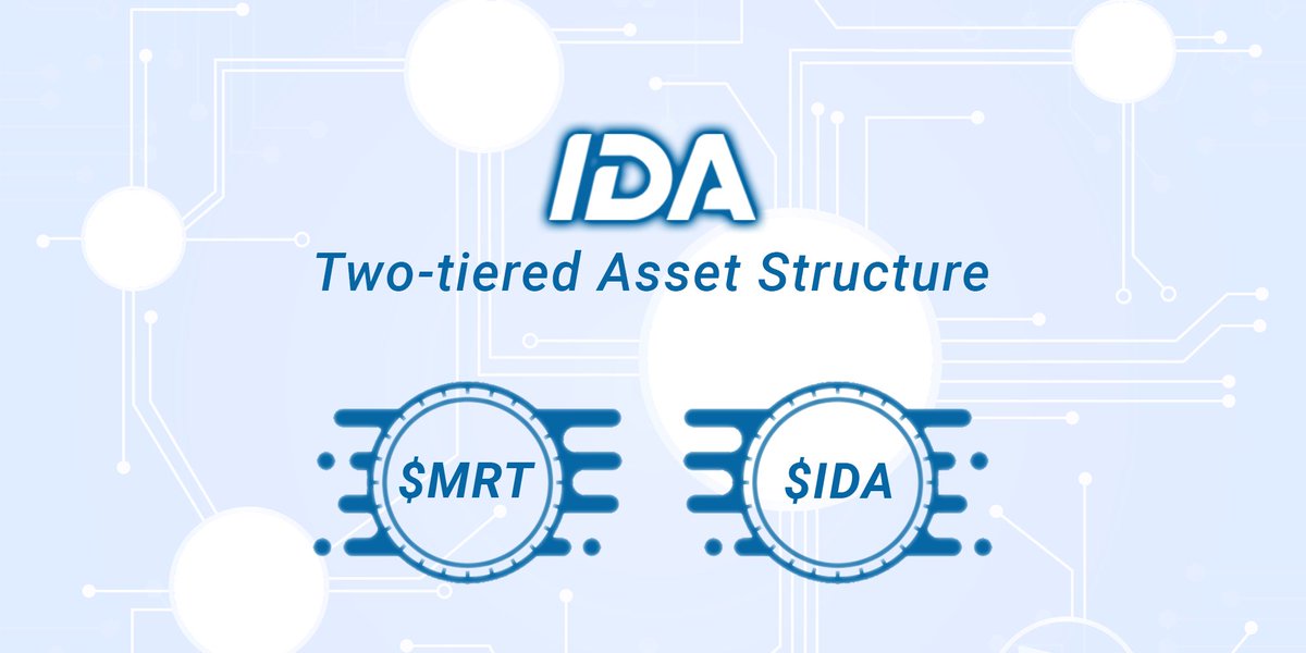 IDA has a 2-tiered asset structure. The $MRT (Material Resource Token) are issued to 3rd parties for any real asset or equity stake, following authorization. The $IDA token prompts growth in the ecosystem and is used for circulation across the platform. #Blockchain #IoT #AI