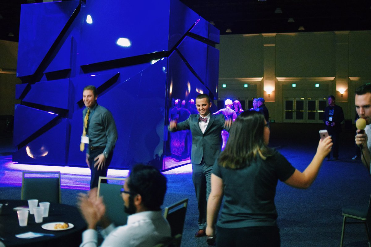 tamuseds's tweet photo. Patrick and Reed in the spotlight at the Lockheed Martin social! #SpaceVision2018 #BuildSpaceBetter @SEDSSpaceVision https://t.co/agQb8Cojnl