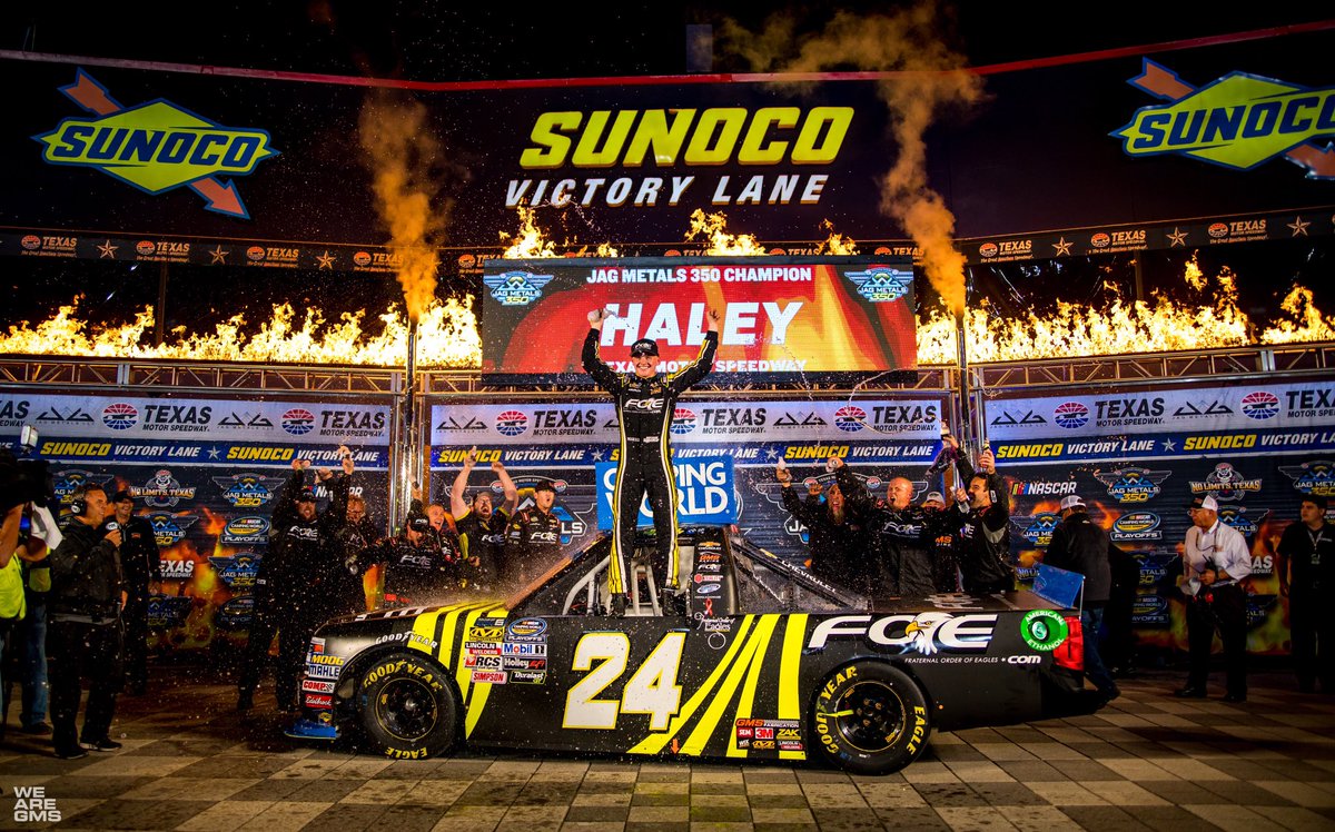 GMSRacingLLC's tweet photo. Two tickets to paradise! 

#WeAreGMS | #NASCARPlayoffs 
#2FOE | @Justin_Haley_ https://t.co/ZxQ73tg1D2