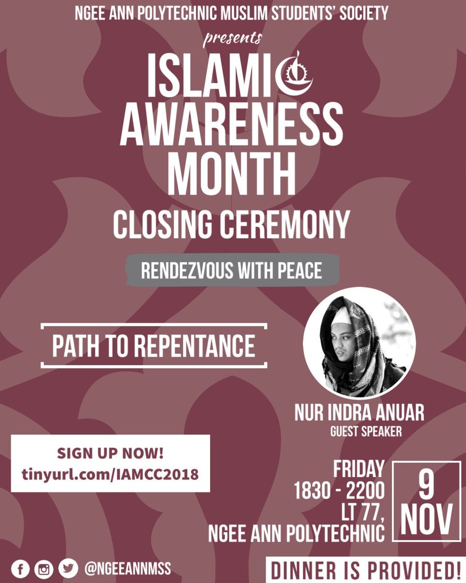 Assalammualaikum 😊 It’s IAM’s Closing Ceremony, and it marks the end of IAM '18, where we will be reliving the memories through the past month! ✨ This event is open to the public! So mark the date, and we hope to see you there 🤗 Sign up at tinyurl.com/IAMCC2018