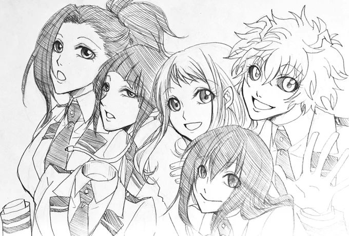 にがつは種村有菜とCLAMPを履修しているので、女の子を描くとそれがジワジワ出てくる。それとデクくんの口が△になってるのも、影響かな。
因みに1番絵柄に影響受けたのは上条明峰さん。野郎どもが大体悪人ヅラなのはSDKYOのせい。 