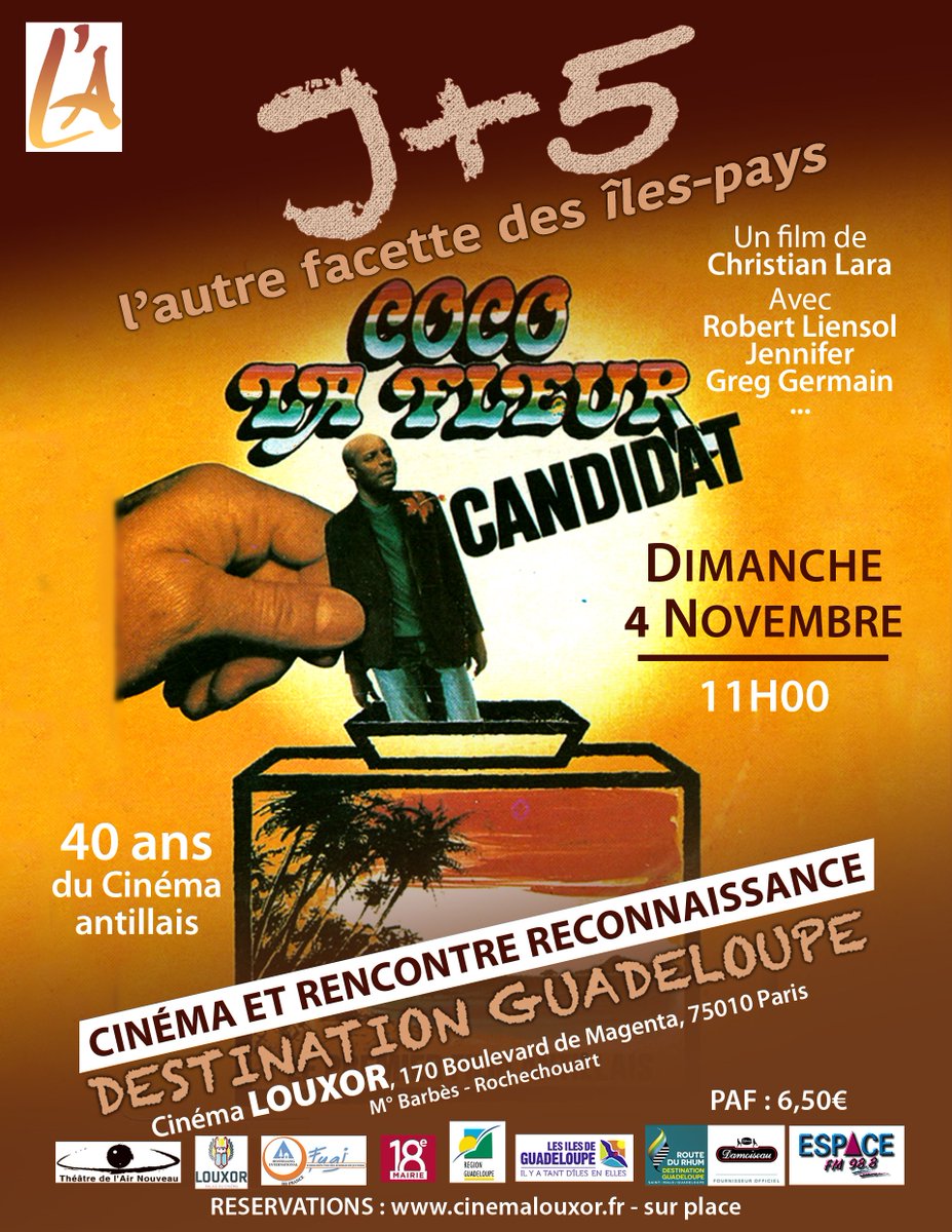 Ce soir #CELLES ET CEUX QUI ONT DIT NON À L'OMBRE. 20H Auberge de jeunesse Y. Robert(event.brite.fr ou sur place) #J+5 #Festival L'autre facette des Îles-Pays #Destinations Gpe - Demain 4 nov 11h = #40 ans de cinéma #Coco La fleur Louxor.fr avec C. Lara
