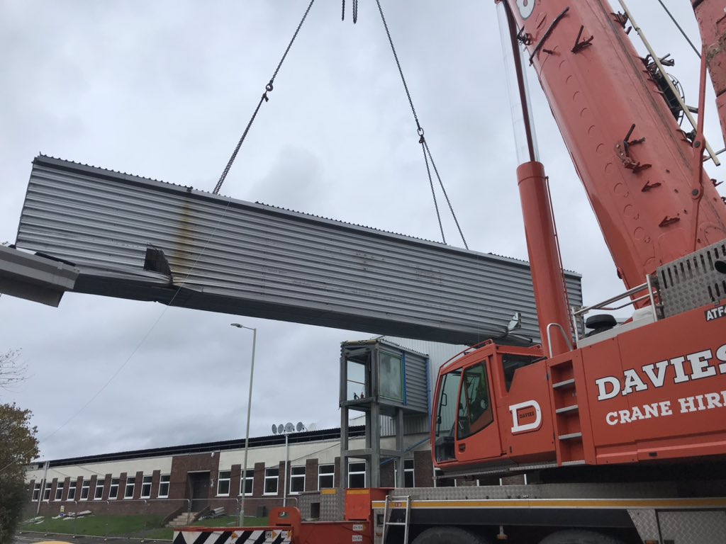 WaltersDem's tweet photo. #Bridgebusting in #SouthWales for @Draxnews today. First lift safely down. Going in for Lift 2! #dismantling #controlled #demolition https://t.co/OWFgYaEeQT