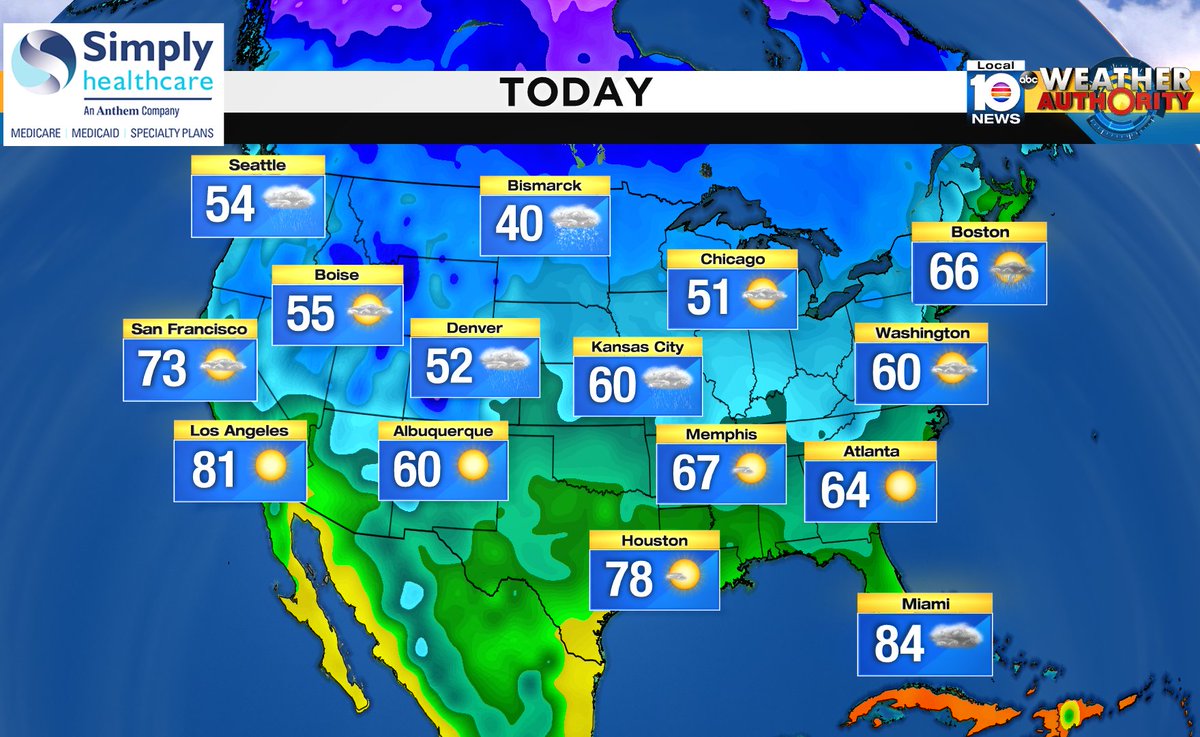 Here is the national forecast for today Presented by Simply Healthcare https://t.co/lT2zXRQccq