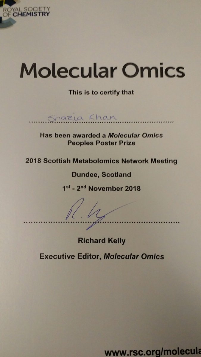 shazias51's tweet photo. Really enjoyed in Dundee at #ScotMetNet2018 #ScotMetNet #smn2018 meeting people, interesting talks and got poster prize too ๐ https://t.co/m4VjFCMxmq