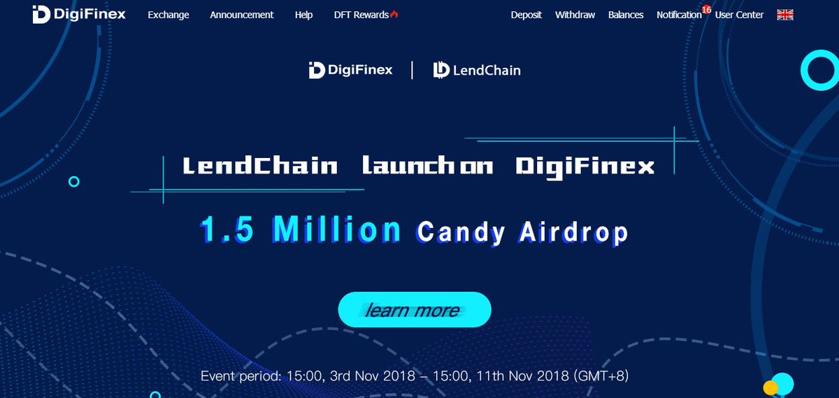 DigiFinex's tweet photo. 1​.5 Million of LV Candy Giveaway: To celebrate the launch of LendChain. @digifinex is going to list lendchain @lendchain and pen up trade on 05th Nov, 2018 10:00 (GMT+8) https://t.co/PLw51VnHpb #digifinex #lendchain #trading #crypto #blockchain #token https://t.co/62mkezMxbg