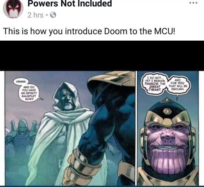 Pnotincluded's tweet photo. #doctordoom #marvel @Marvel #thanos @Avengers #Avengers4 @Russo_Brothers @JHickman #fantasticfour https://t.co/rBMYUJ04wl