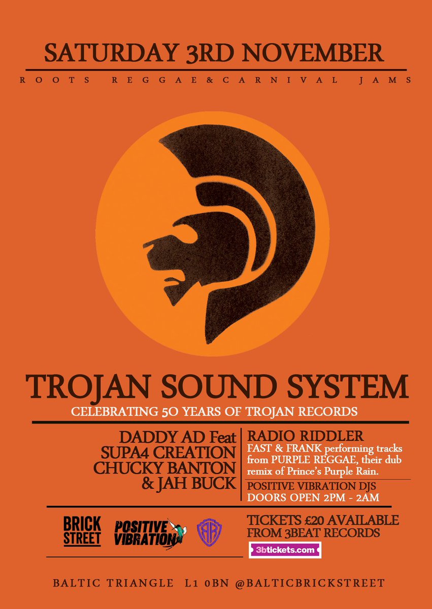 RadioRiddler's tweet photo. We will be performing a live pa TONIGHT at @BrickStreet2 in Liverpool! Playing selections from Dubplates Vol. 3 and of course #PurpleReggae from 7pm! Celebrating 50 years of Trojan Records. #Reggae #Dub #Prince https://t.co/XYzz0lF1TU
