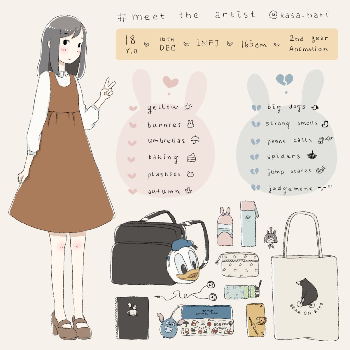 N A R I Hello Everyone This Is Nari I Thought I D Make A Meettheartist Because I Just Realised I Ve Never Done One Before Meettheartist Selfintroduction Whatsinmybag Drawing