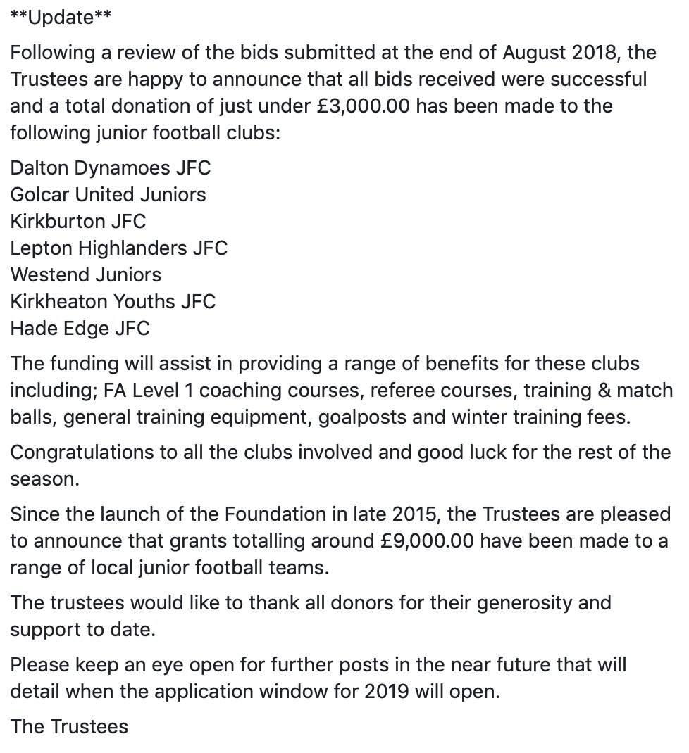 Update on 2018 bids / grant applications. Congratulations to all the successful clubs and best of luck for the rest of the season!
