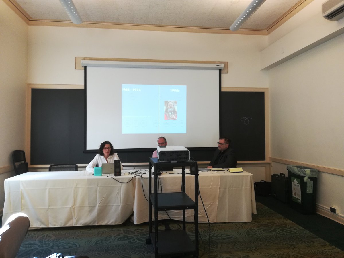 DianaPalardy's tweet photo. Ruth Dusseault talking about anarchist hacker culture. Paper titled: "Ecotopia: Liberal to Libertarian Makers in the Woods." #SUS2018 #anarchist #OffTheGrid #Hackers #designer #designcommune #agritopia https://t.co/yfTwJHF7vy