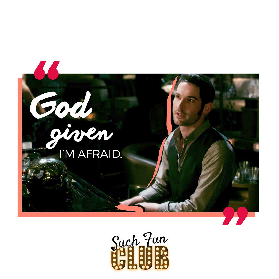 SuchFunClub's tweet photo. Waiting for your comments...
C - is that a stage name or something?
L - God given, I'm afraid
L - You know, you look familiar. Have we met before?
C - Yeah 5 minutes ago... and I'm asking the questions!
#Lucifer #SuchFunClub https://t.co/ejIPLdBTI2