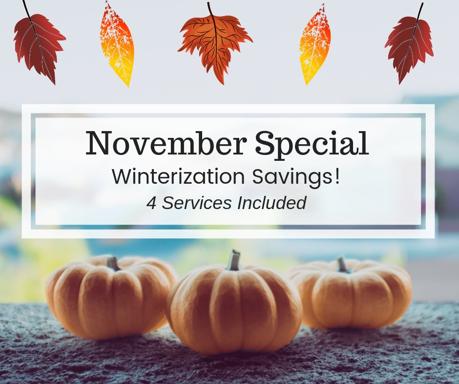 GoldMedalPools's tweet image. 🍁🎉NOVEMBER SPECIAL! Protect your pool in the cold with our Winterization Special. FOUR services at significant savings: Filter, Heater, Freeze Guard, and Equipment checks. For more info and to book, visit goldmedalpools.com/specials #PoolWinterization #PoolService #PoolMaintenance