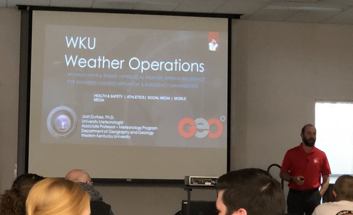 We have reached the #WKU hour of #KenTenn. First up: Dr. Josh Durkee with his talk on @WKUWeather.