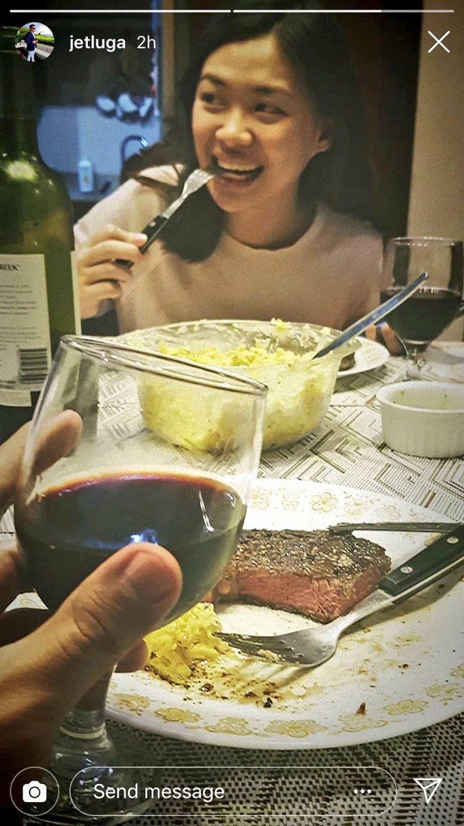 deleoncharmaine's tweet photo. Date night at home on a holiday. Bolzico beef rib eyes 🥩 from @rarefoodshop cooked to perfection by @JetLuga, some mashed sweet potatoes 🍠 and red wine 🍷😍❤️ https://t.co/Kn2dsGlClX