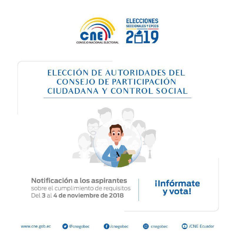 CNE Ecuador on Twitter "¡Excelente sábado! EleccionesCPCCS Recuerda