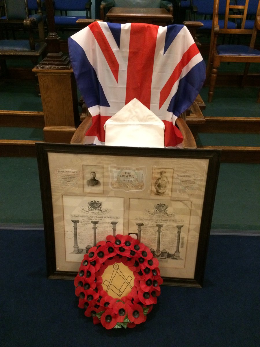 In particular, our 'Empty Chair' remembrance Service on 1 November included certificates and photos of the two members of the Lodge of Hengist who lost their lives in The Great War: Bro Edwin Megan who died 4th March 1918 and Bro Frank Ernest Game who died on 7th June 1918.