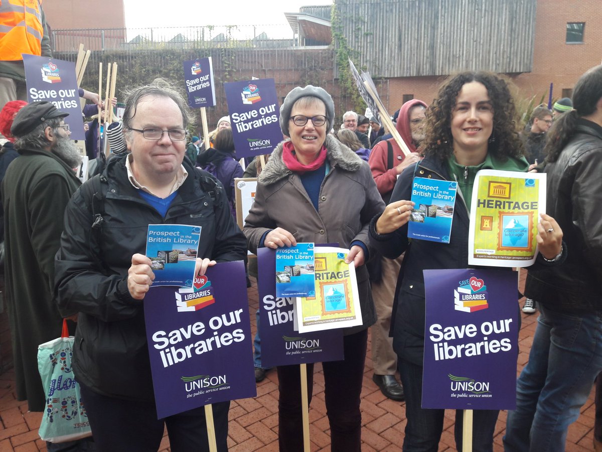 ProspectBL's tweet photo. Some of the London section of @ProspectUnion British Library on the national demonstration to #saveourlibraries #museums & #culture keep an eye out for a review of the demonstration on the @ProspectBL blog! #mylibrarybyright #libraries #saveourheritage #highfiveheritage https://t.co/4a1IJvvOSk