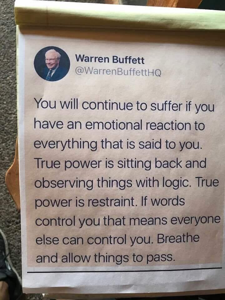 VictoriaSwilley's tweet photo. I like this quote. But what I like even more is that someone printed out a tweet. And then someone else took a photo of it and posted it back onto the internet. #tweetception @WarrenBuffetHQ https://t.co/pYFp2TmQ7o