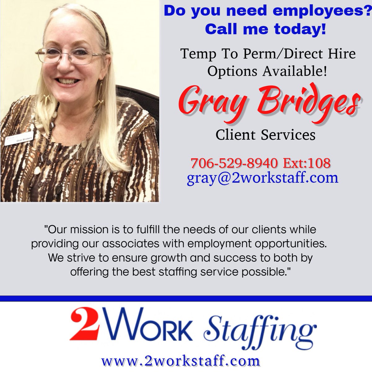 2WorkStaffing's tweet image. Looking for employees? #get2work