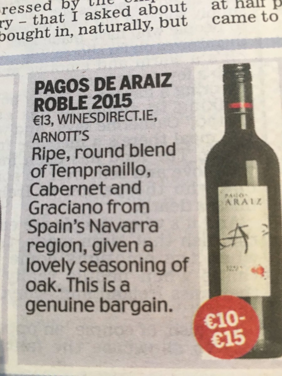 Thanks ⁦@tomdoorley⁩ great #weekendwine ⁦@WinesDirect⁩ #spanishwine #Navarra