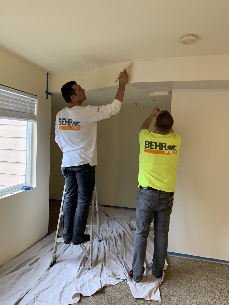 taelyloynd's tweet photo. When you have THE BEST @BehrPaint reps helping your pursue PRO business. Ryan and Todd are helping one of our new account with the accent colors and demonstrating the quality of BEHR products! #takethatSW #D19GrowThePro #PROpartnership @HDJimCook @jtrievespro @GascoyneSteve https://t.co/AJjUjTmw3b