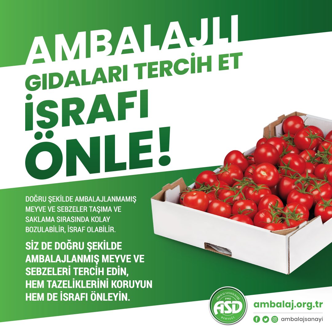 ambalajsanayi's tweet photo. Ambalajlı Gıdaları Tercih Et İsrafı Önle! #ambalaj #ambalajlıgıda #gıdagüvenliği #israfıönle #packagingfair18 @ambalajsanayi https://t.co/6gl3HFGFra