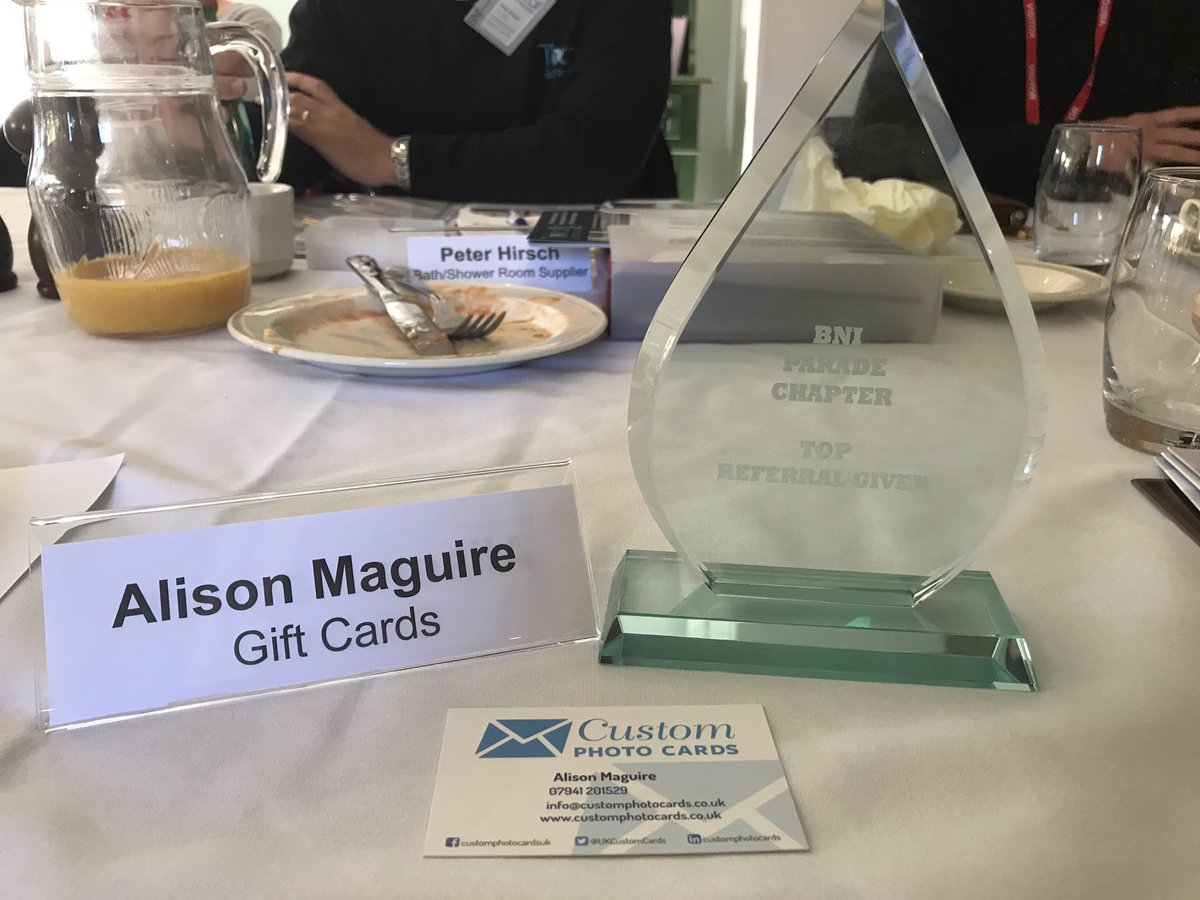 UKCustomCards's tweet image. Proud to be recognised as Top Referral Giver for Oct 2018 at @BNI_Bath_Parade for 14 referrals