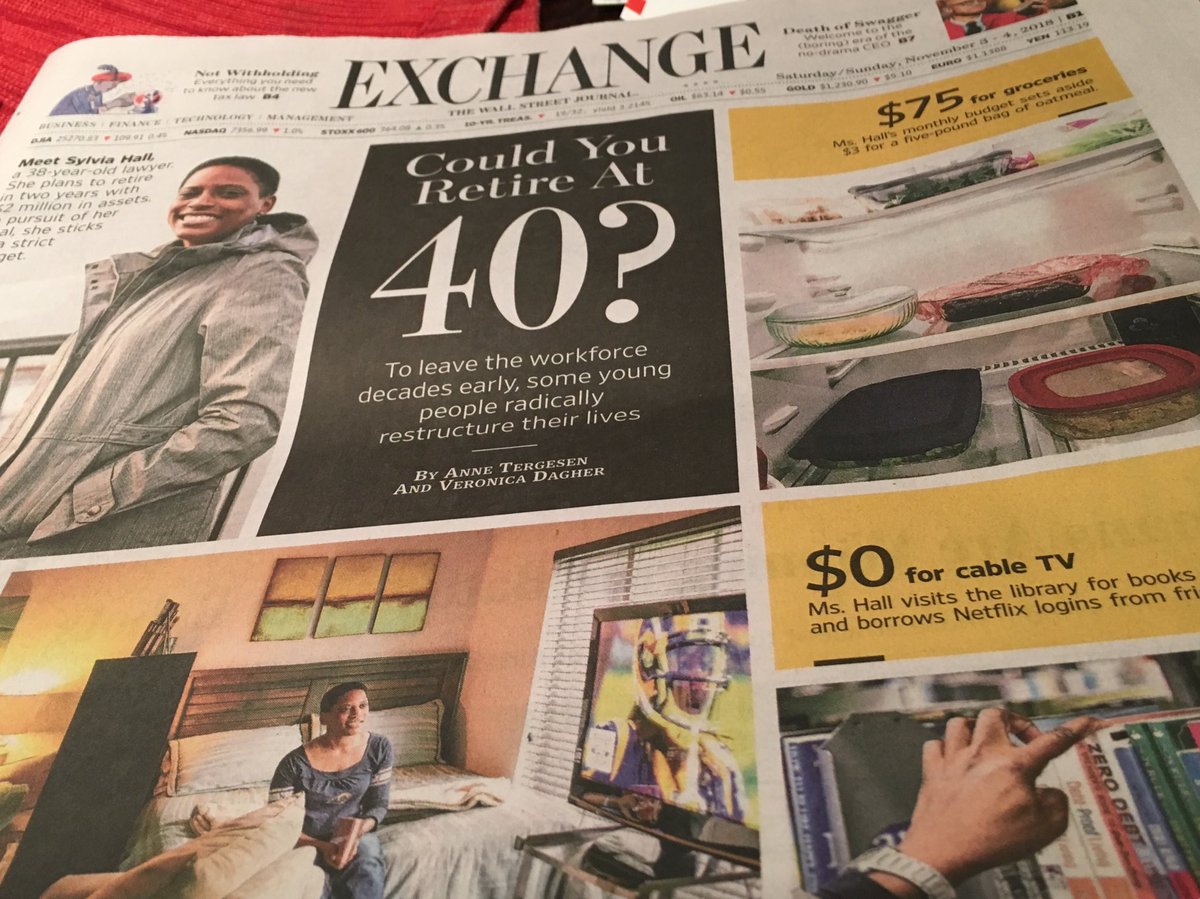 Freedom40plan's tweet image. Another FIRE article! Saturday’s ⁦@WSJ⁩ #Fire