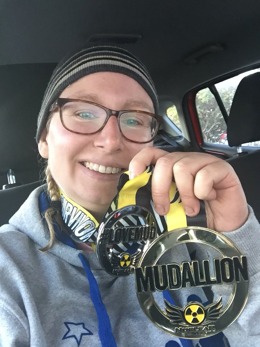 sarahjharper1's tweet photo. 7k last nuclear race of the year done. Mudallion medal for doing all 3 @TheNuclearRaces #cold #deathslide #teamawol #wedidit #teamwork https://t.co/UyjNYv45CL