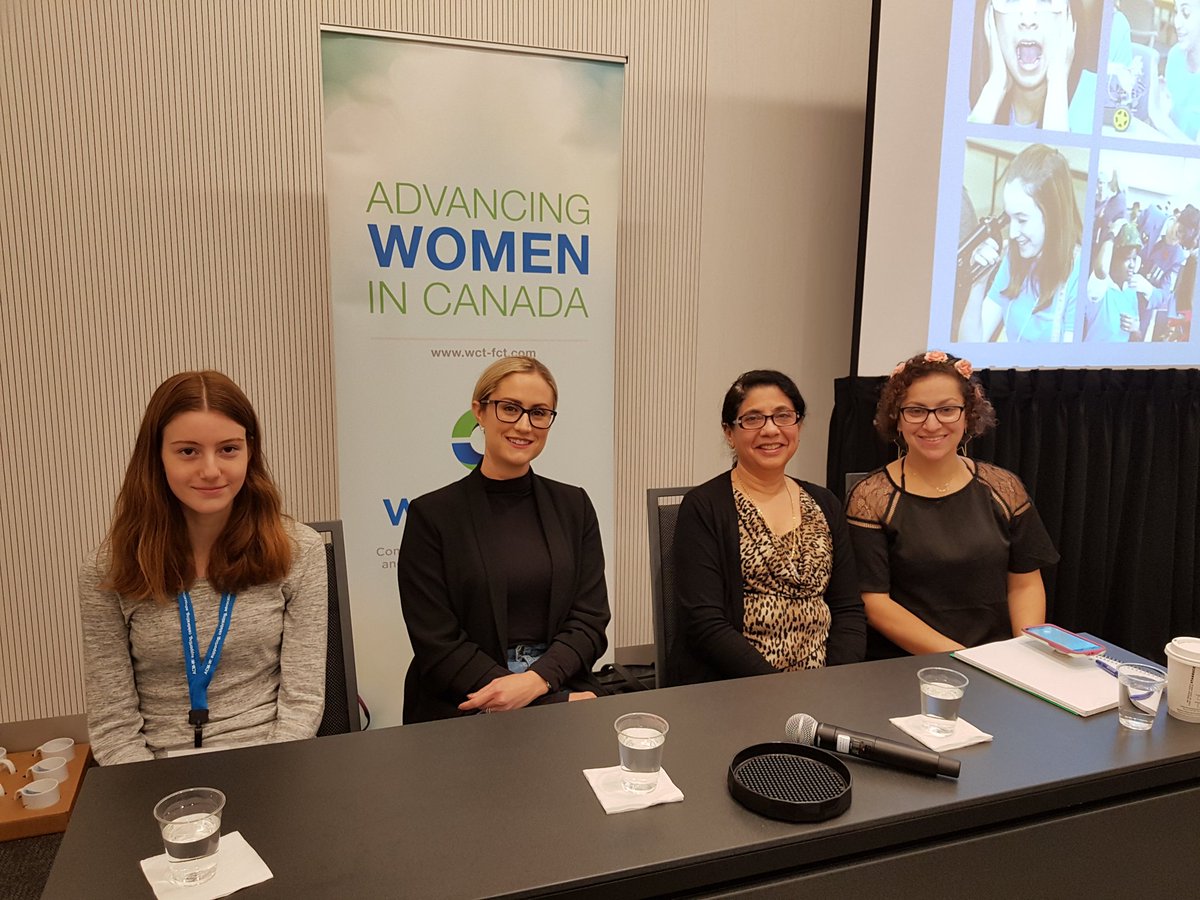 Techsploration's tweet photo. Our panel discussion at @cancwic is about to start! We are in room 104 - come check us out! #womenintech https://t.co/nZWY34OBHS
