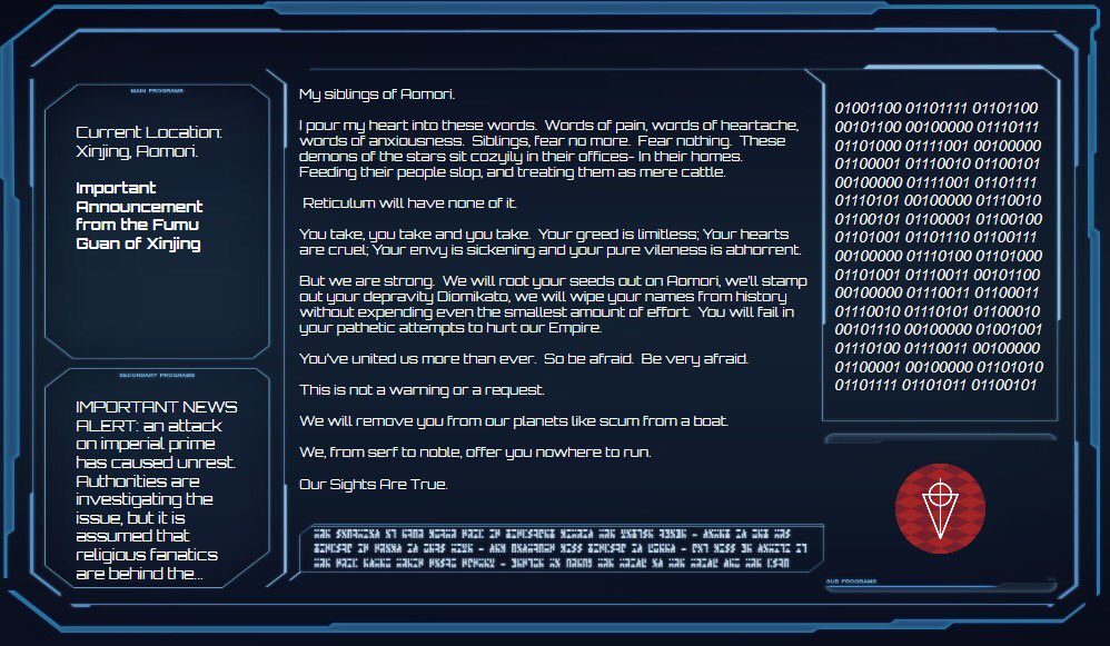 HouseReticulum's tweet photo. An announcement from the Fumu Guan of Xinjing. https://t.co/9aN0so9fir