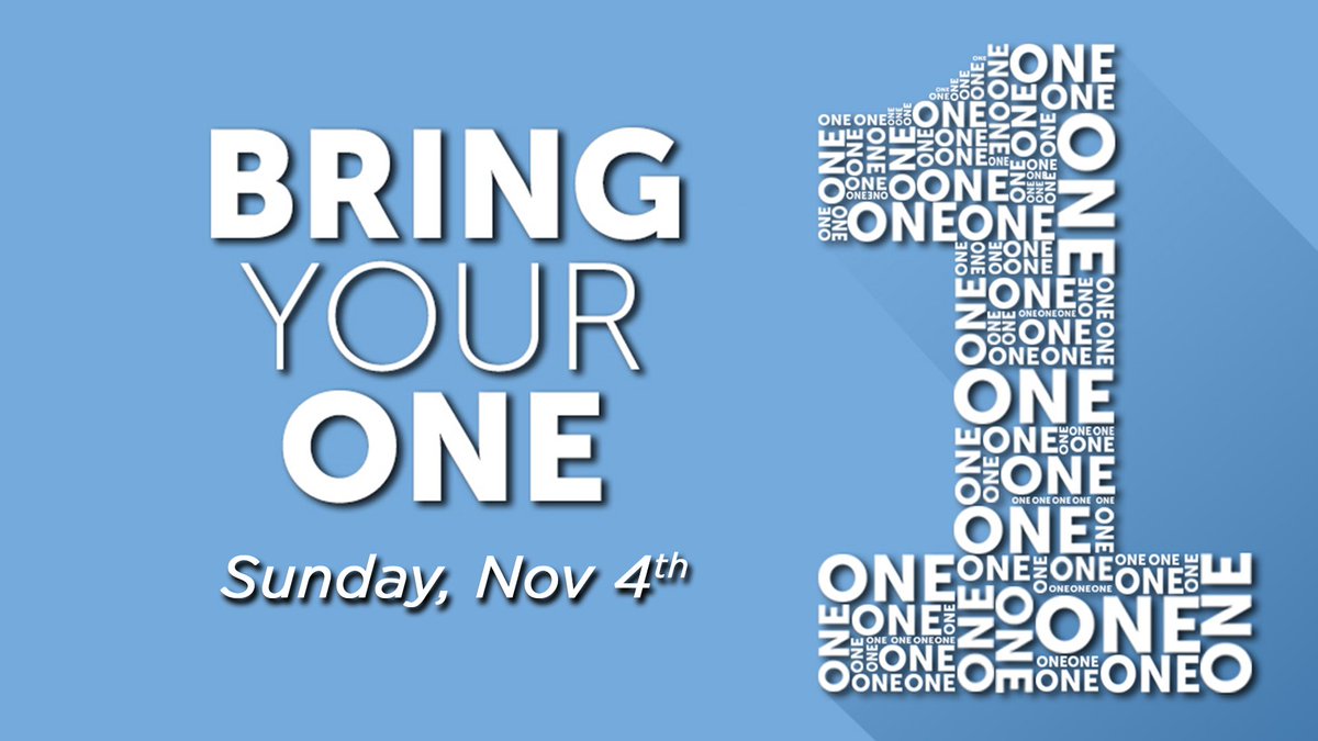 HBCTupelo's tweet photo. Tomorrow is "Bring Your One" Sunday @HBCTupelo! You have all day to find your one!  Tomorrow could be key in one of your friends encountering Jesus! Our goal as a church is to have every person invite as many friends as possible and do our best to bring one with us. #bringyourone https://t.co/TtpJQUsyDc