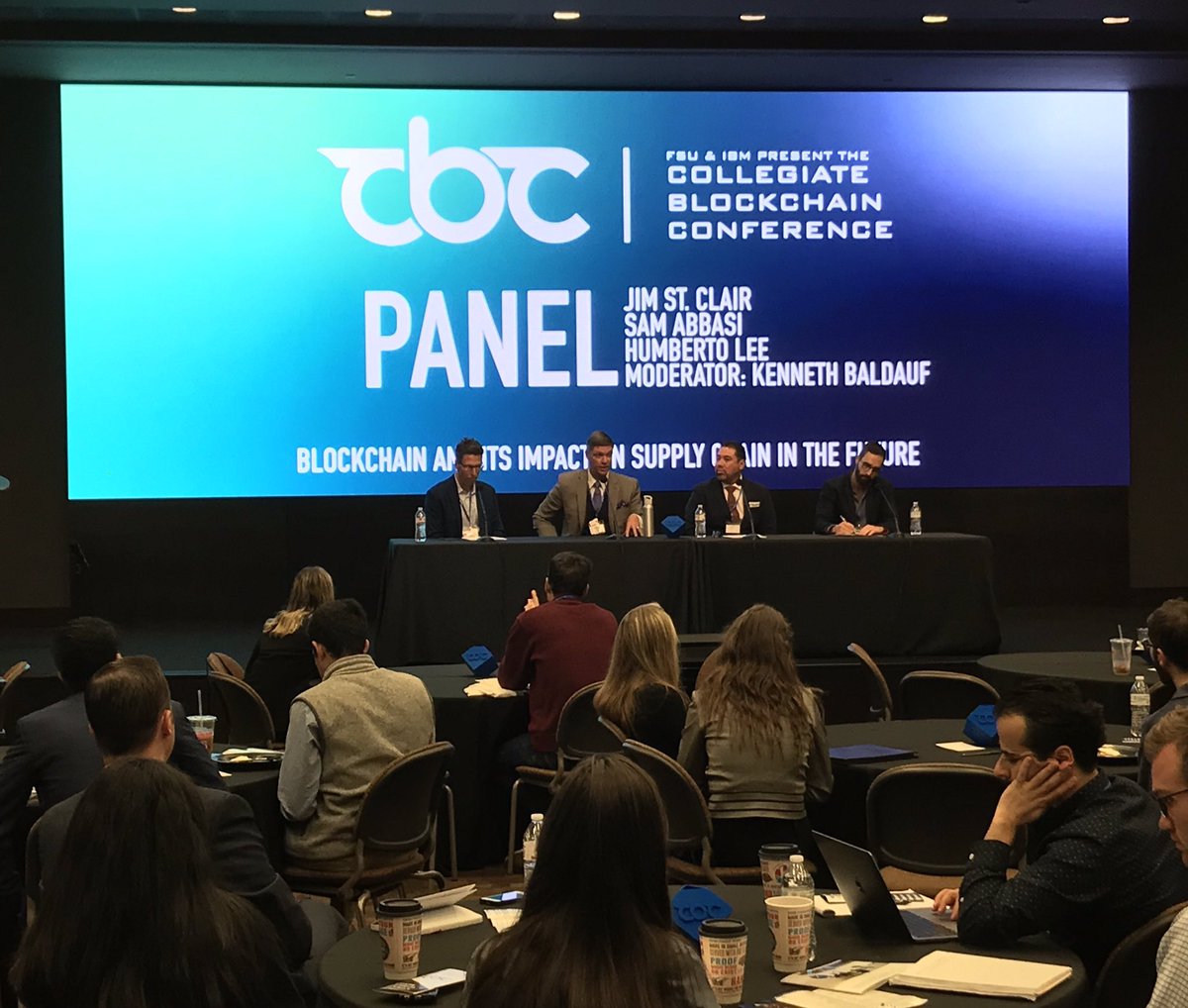 CollegeBChain's tweet image. Our first panel has started!! Come listen to the Supply Chain Panel, given by @jstclair1, Sam Abbassi, and @HumbertoLeeA, with our moderator, Kenneth Baldauf!! #CBC #IBM #FSU