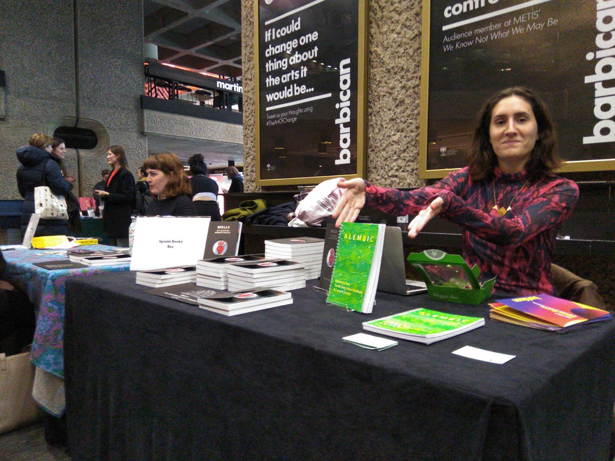 BeingRes's tweet photo. Selling Alembic at the wonderful @NewSunsLitFest on a table with @ignotabooks @sarah_shin_ Come and say hello and see some great talks, screenings etc on #occult #mythmaking #disobedience https://t.co/OJthOtdWRu