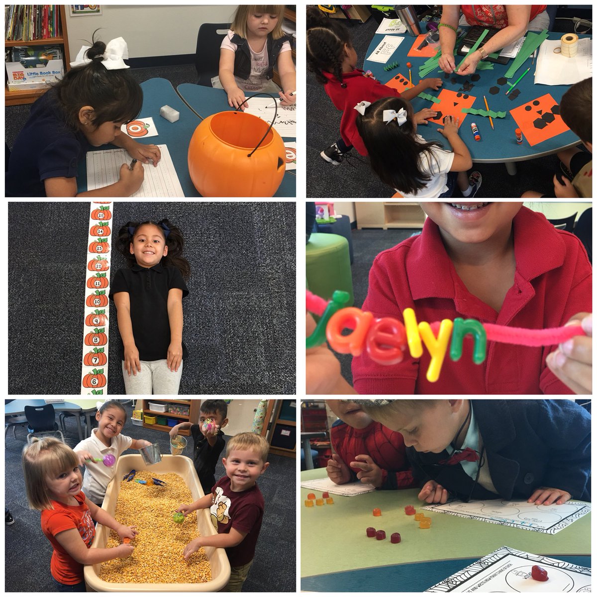 October learning centers are so much fun in VPK. Writing, sorting, counting, cutting, creating, and learning! #makekearningfun #playwithapurpose #vcsvpk #PiersonCubs