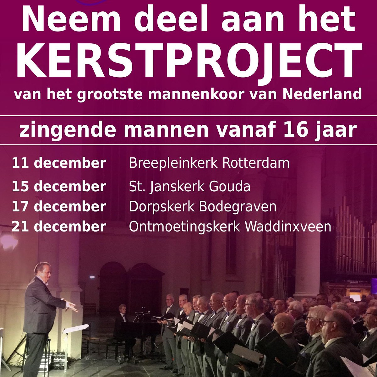 Op maandag 12 November as is de 1e repetitie van het Kerstproject 2018.

Zie bijgaande poster voor alle info.

Welkom!!