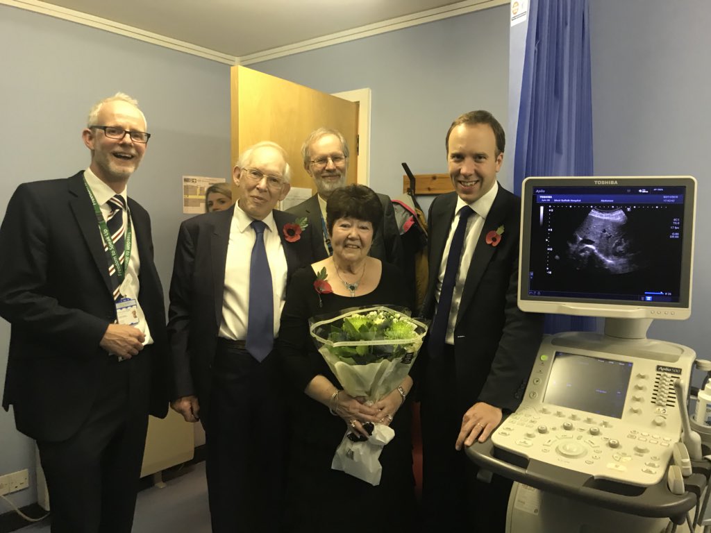 DrSteveDunn's tweet photo. Thank you Betty McLatchy for raising the money to buy a new ultrasound machine so @WestSuffolkNHS can start proving services in Haverhill just like we do in Newmarket, Stowmarket, Sudbury, Thetford, Botesdale. Great support from the CCG &amp; local community #NHSbluprint @MattHancock https://t.co/2cNy267bFX