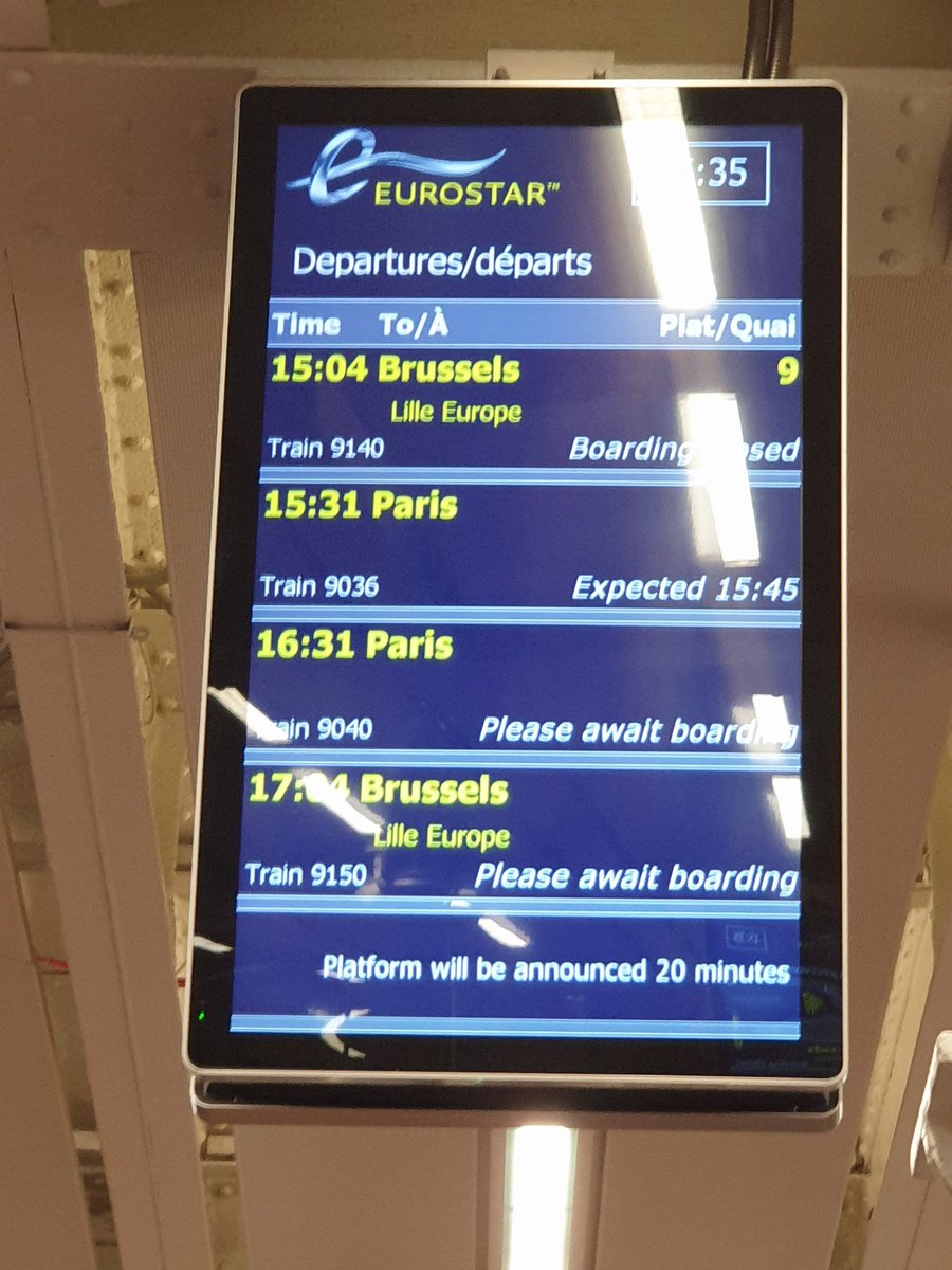 Eurostar Hello We Re Very Sorry For The Delay To Your Journey Today We Currently Expect Es9036 Will Be Around 35 Minutes Late Leaving London Due To A Delay On An