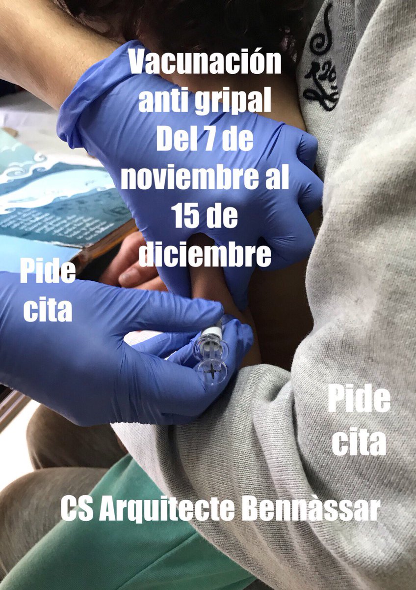 Campaña Vacunación Antigripal 2018👩🏻‍⚕️👨🏻‍⚕️
Del 7 de noviembre al 15 de diciembre.
Mayores de 65 años y grupos de riesgo.
Cita previa ☎️
#ArquitecteBennàssar #VacunaciónAntigripal