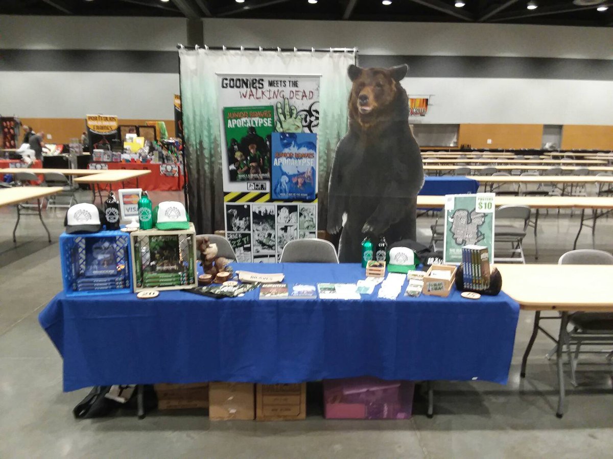 JuniorBraves65's tweet photo. All set up for Jet City Comic Show!! See you there!
#juniorbravesoftheapocalypse #zombies #PNW #Horrorcomics #80skids #90skids #00skids #localpopcultureshow #localcomicshow #greglife #Tacoma #comiclife #realtalk #ONIPRESS #outofthewoods #abraveisbrave #jetcitycomicshow18 https://t.co/G63poX5Y9u