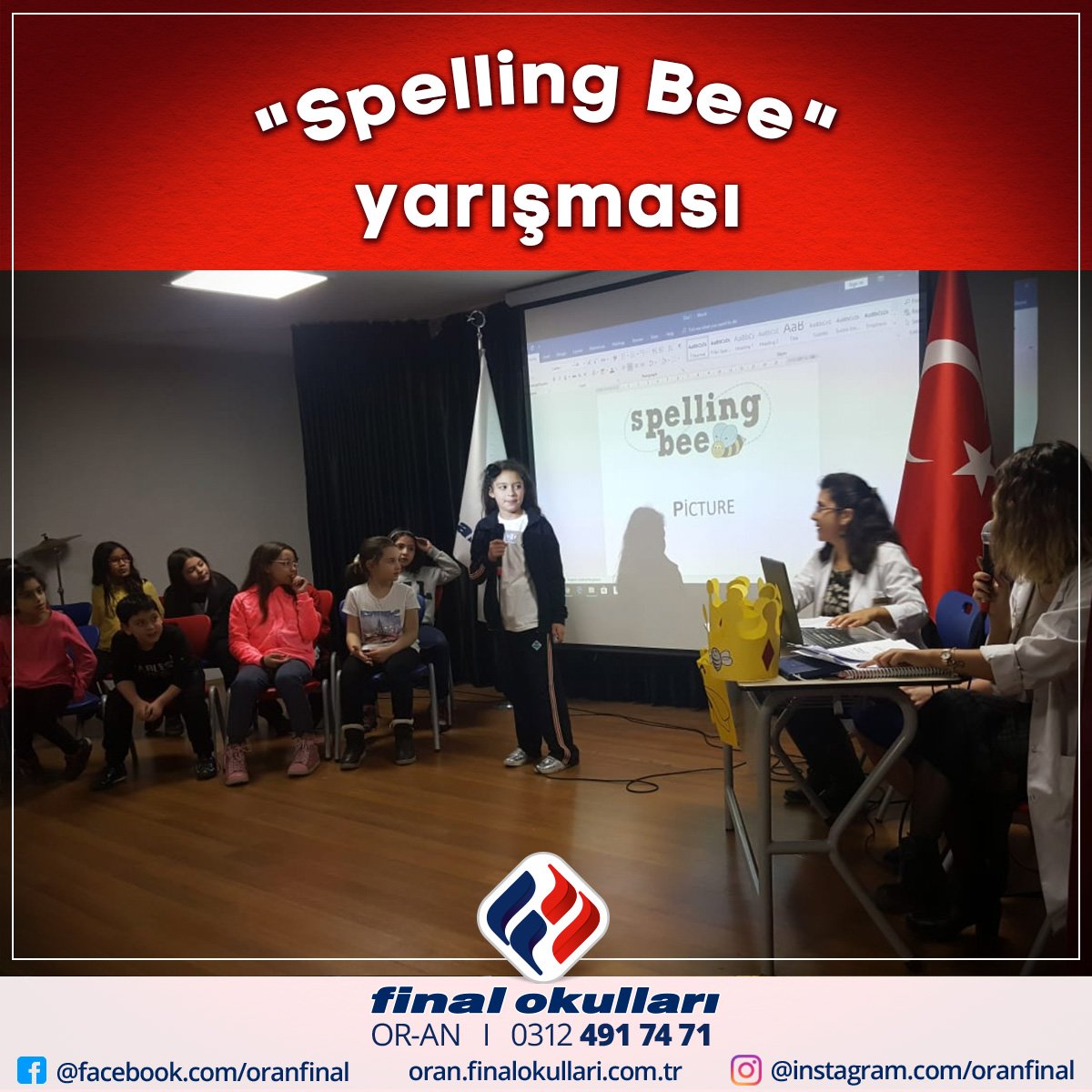 OR-AN Final Okulları  3., 4., 5. sınıf öğrencilerimiz 'Akeelah and the Bee'' filmini sinema günü kapsamında izledikten sonra etkinlik olarak 'spellin bee'' yarışması yaptılar. Öğrenciler bu yarışma için 120 kelime öğrendiklerini söylediler.

#english #ingilizce #bee  #ilkokul
