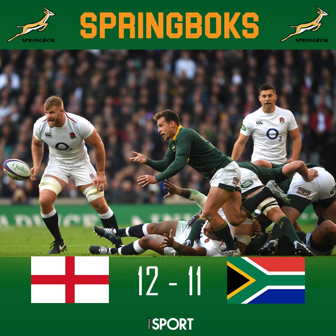 KeradaSport's tweet photo. Narrow loss for the #Springboks against #England.

#ENGvRSA #ENGvSA #Rugby #Bokke https://t.co/RGk2kdKlqk