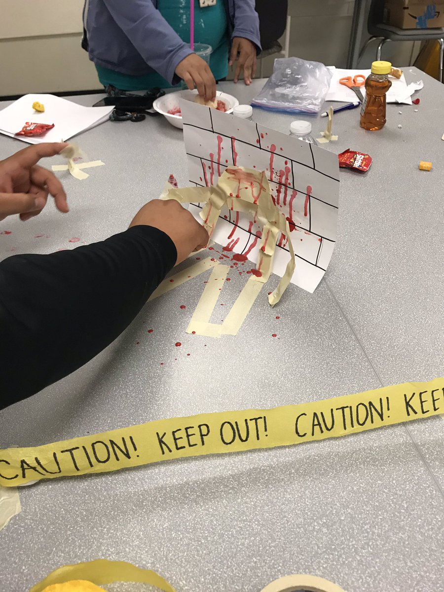 Teaching_Fellow's tweet photo. @CaTeachFellows Academy....making their own “crime scene”! Wow! https://t.co/J1MAgYchQO