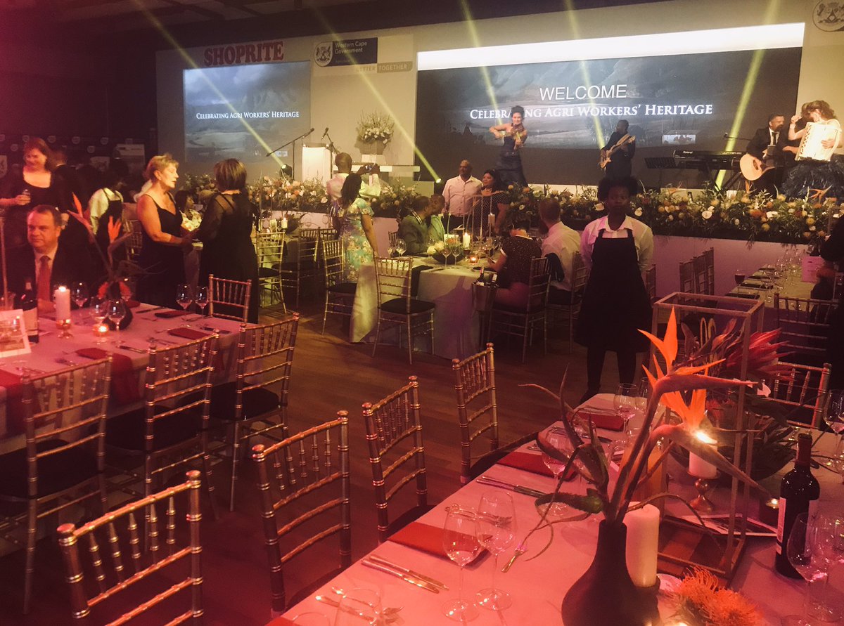 AgriExpo1's tweet photo. A privilege to be celebrating #agriworkers' heritage at the 2018 #WesternCape Prestige #Agri Workers Gala Ceremony with 16 regional winners from 1 318 entrants @bevschafer @alanwinde @SuePyler @Nederburg Wine Estate #sponsors #AgriExpo @WCGovAgri @Shoprite_SA @WeActForChange https://t.co/tWxDoMB2xg