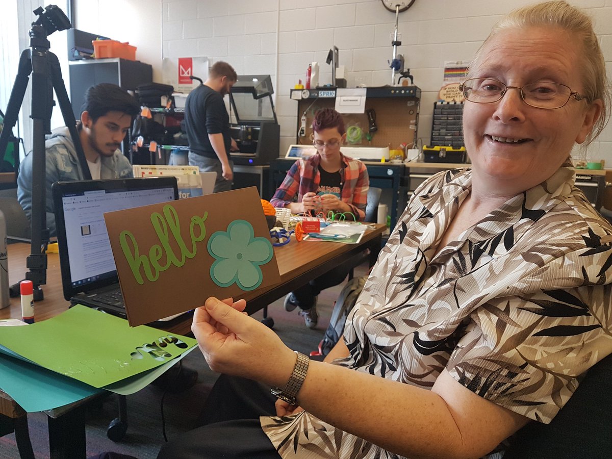 MrDPotts's tweet photo. Custom cards for friends and family! You can do that in the Gibson Makerspace, using the Cricut Maker. #brocklibmakes #BrockU https://t.co/ncwTIvpbpB